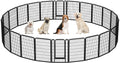 Yaheetech 40in 24-Panel Metal Dog Playpen Fence for Indoor Yard RV Camping | Heavy-duty Rustproof Frame with Secure Latch Door, Tool-free Assembly, Foldable Storage, Ideal for Medium to Large Dog Breeds