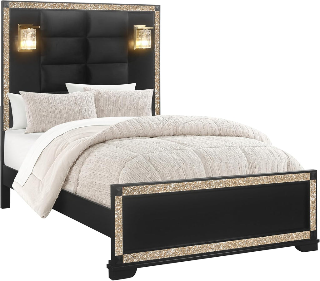 Black,Gold Full Bedroom Set