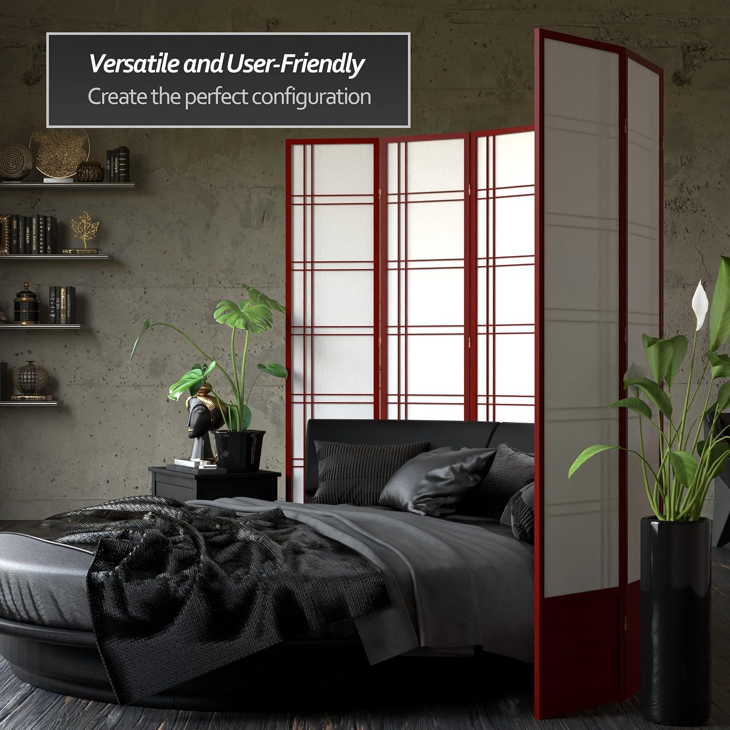 Red Lantern 7 ft. Tall Double Cross Shoji Screen - Rosewood - 6 Panels