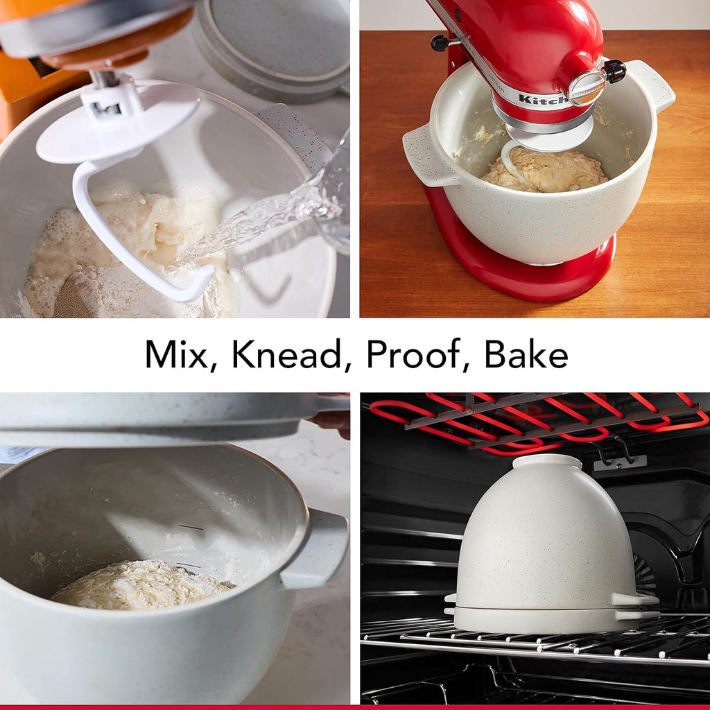 KitchenAid 5 Quart Ceramic Bread Bowl with Lid for all 4.5-5 Quart Tilt-Head Stand Mixers - KSM2CB5BGS