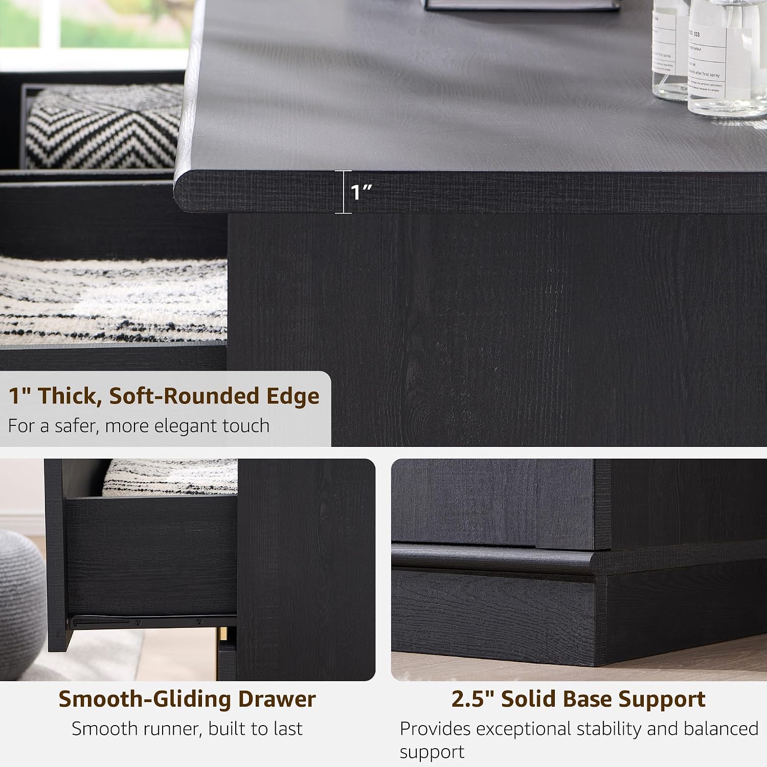 ACCOHOHO Arched Dresser for Bedroom with 9 Drawers, 52' Wide Modern Chest of Drawers with Rounded Edge & Metal Handles, Wood Storage Closet Dressers TV Stand for Living Room, Hallway, Black