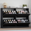 BORNOON Shoe Cabinet with 4 Flip Drawers, Narrow Hidden Shoe Storage Cabinet, Slim Freestanding Shoe Rack Organizer for Entryway, Hallway, Bedroom, Living Room