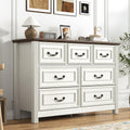 chartustriable Farmhouse 7 Drawer Dresser for Bedroom, 47' Wood Chest of Drawers with Rustic Handles, Wide Closet Dressers Organizer, Living Room, Hallway, Bedroom Furniture(7 Drawers White)