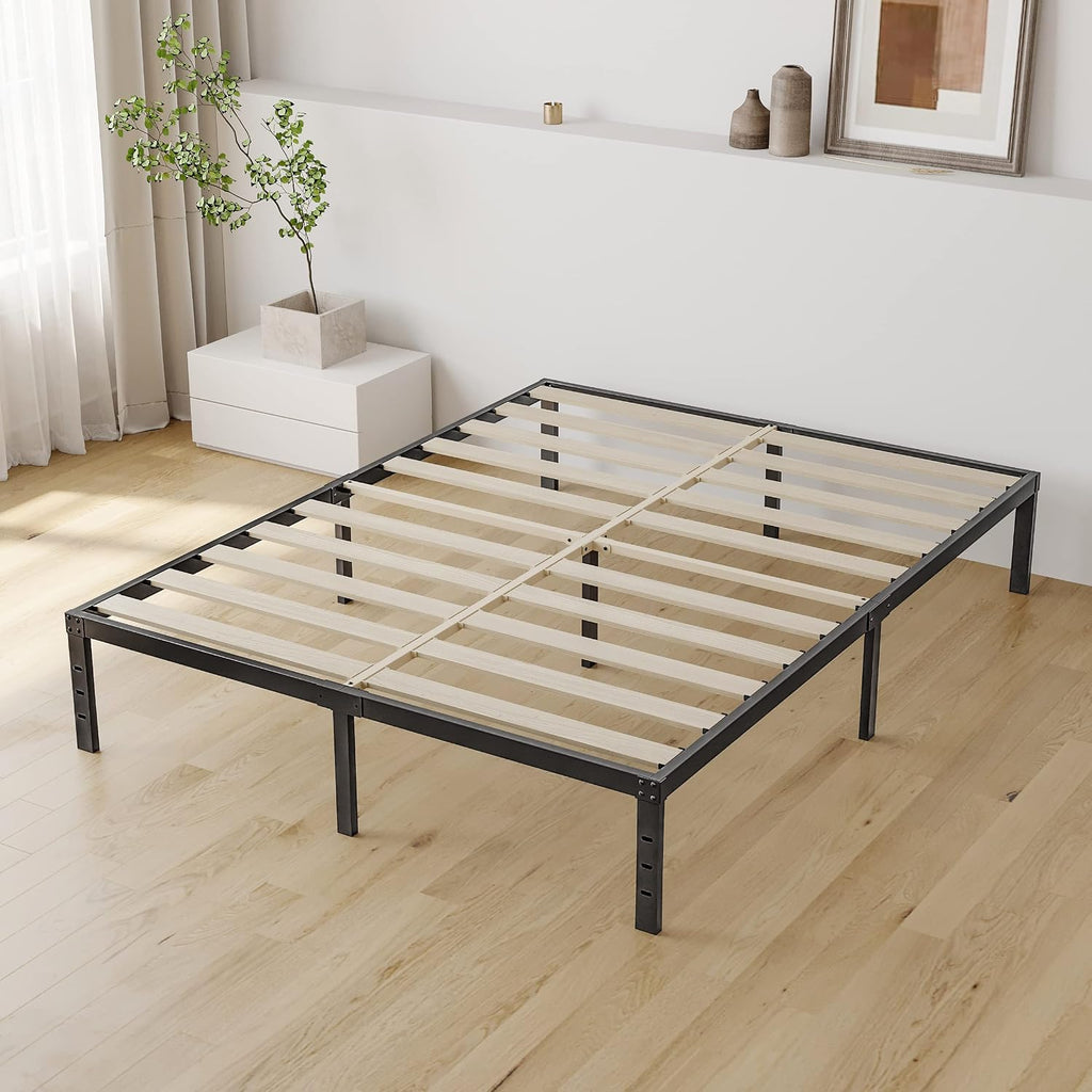 ZIYOO California King Bed Frame 16 Inch High 3' Wooden Slats Platform,3500lbs Heavy Duty Support,No Box Spring Needed Mattress Foundation, Quiet Noise Free, Easy Assembly