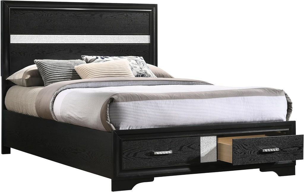 Coaster Home Furnishings Miranda Contemporary Wood Full Size Storage Panel Bed Frame 50-inch Headboard Black 206361F
