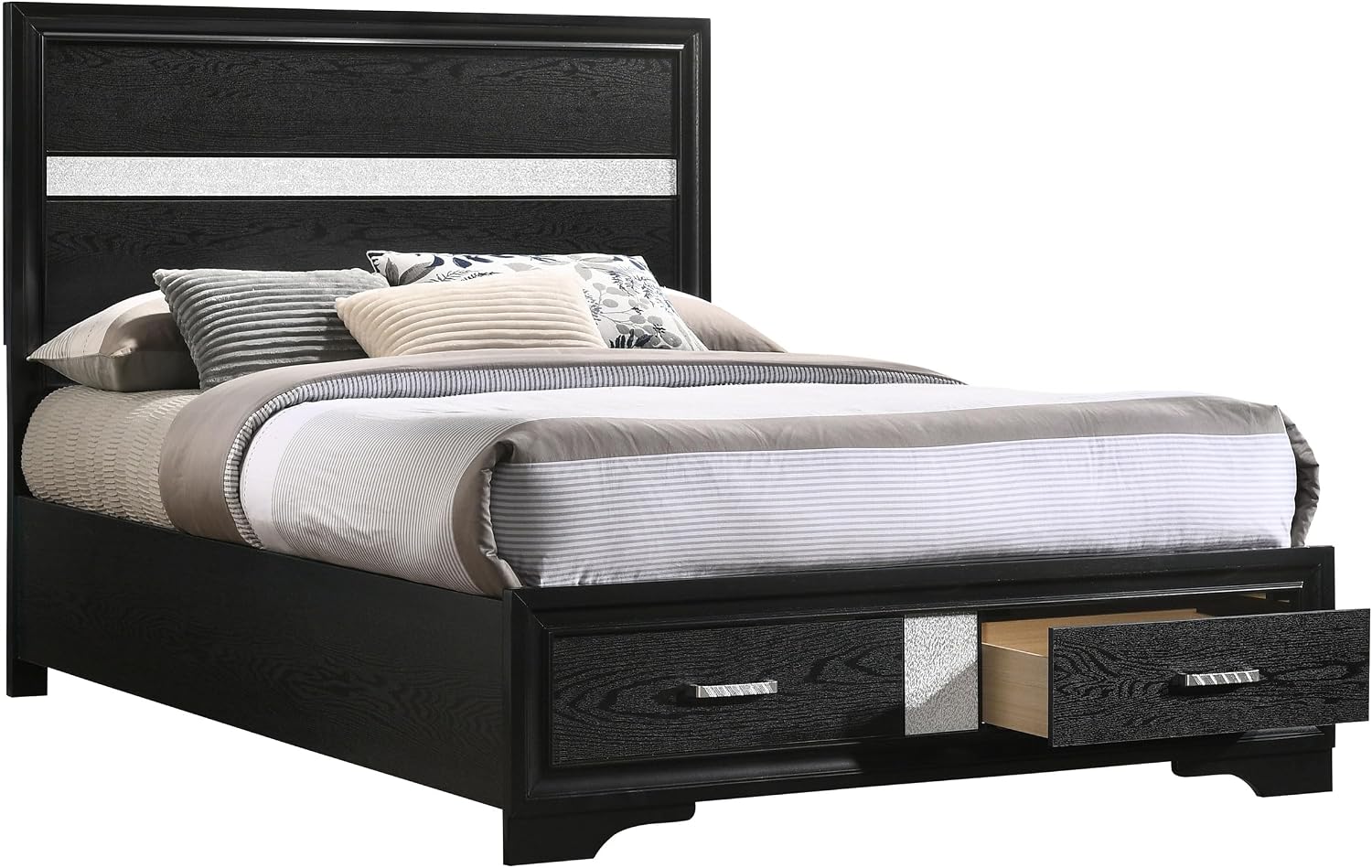 Coaster Home Furnishings Miranda Contemporary Wood Full Size Storage Panel Bed Frame 50-inch Headboard Black 206361F