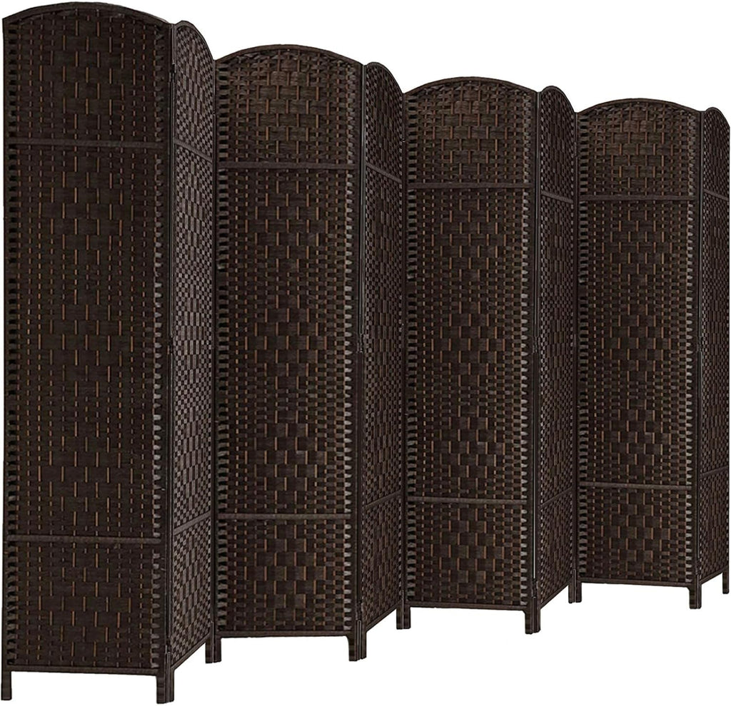 Rose Home Fashion Room Divider, 6 ft Tall Room Dividers and Folding Privacy Screens, 16in Privacy Screen 8 Panel Dark Coffee Space Temporary Wall Foldable Partition Separation