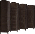 Rose Home Fashion Room Divider, 6 ft Tall Room Dividers and Folding Privacy Screens, 16in Privacy Screen 8 Panel Dark Coffee Space Temporary Wall Foldable Partition Separation