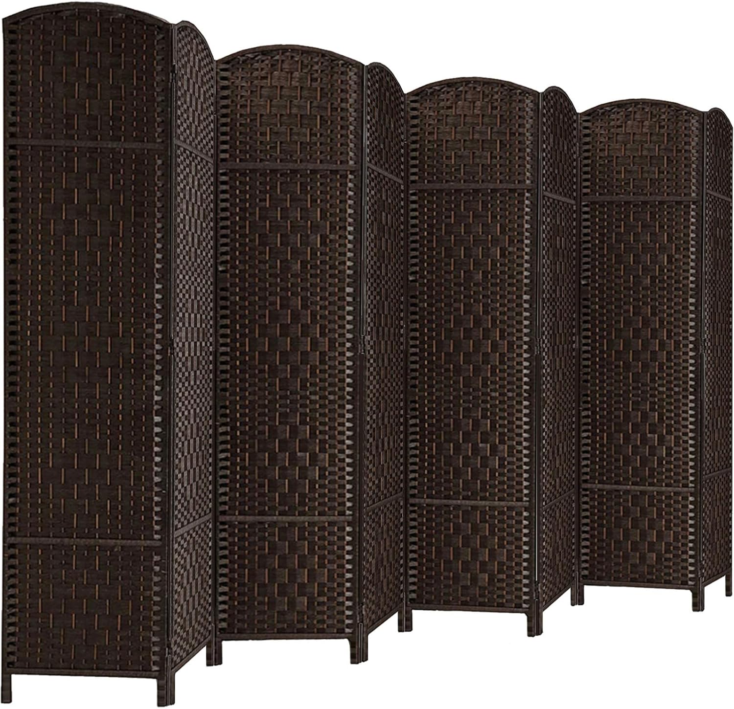 Rose Home Fashion Room Divider, 6 ft Tall Room Dividers and Folding Privacy Screens, 16in Privacy Screen 8 Panel Dark Coffee Space Temporary Wall Foldable Partition Separation