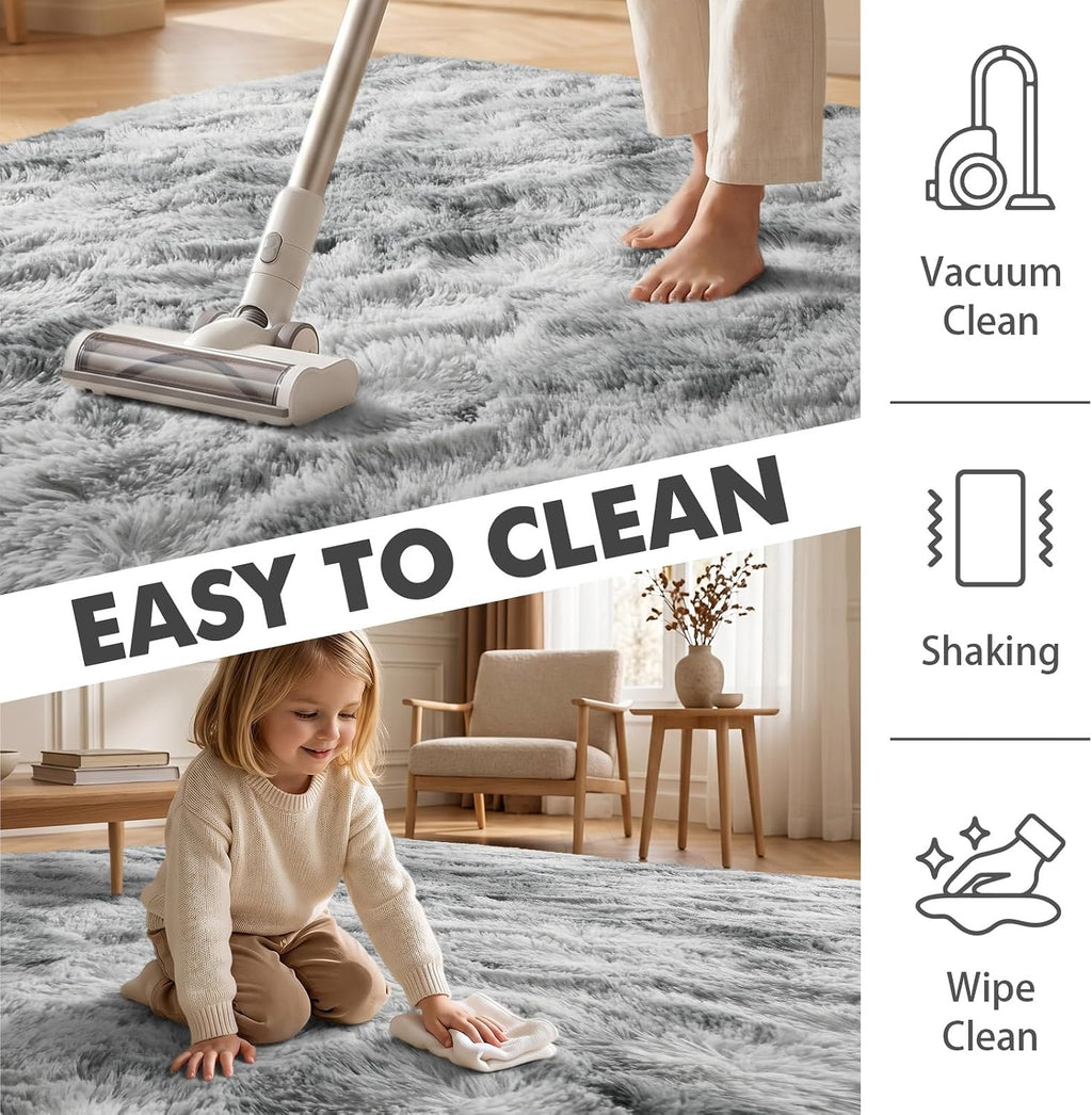 10x14 Ft Extra Large Shag Rugs for Living Room, Ultra Soft Fluffy Furry Area Rugs for Bedroom Indoor Floor, Aesthetic Carpet for Kids Home Decor (Light Grey)