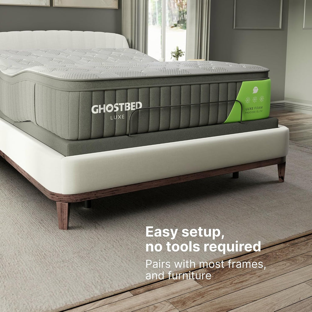 GhostBed Adjustable Bed Frame Base with Wireless Remote - Zero Gravity & Massage Settings, USB Ports, Relaxing Adjustable Bed Frame Queen