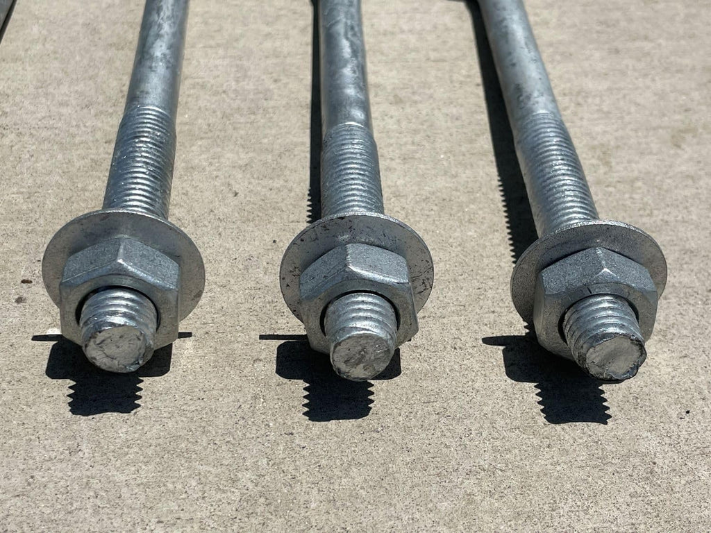 Sandbaggy 5/8' X 8' Threaded Concrete Anchor L-Bolts (Nuts & Washers Included) - Hot Dipped Galvanized - Sill Plate, Base Plate, Masonry, Wood, Cement Anchors, J Bolt (75, 5/8' x 8')