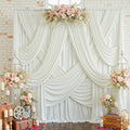 12 Panels 5x12ft Ivory Backdrop Curtains for Parties, Wrinkle Free Polyester Ivory Photo Backdrop Drapes 12 ft Long Back Drop Cloth for Wedding Birthday Photography Background Party