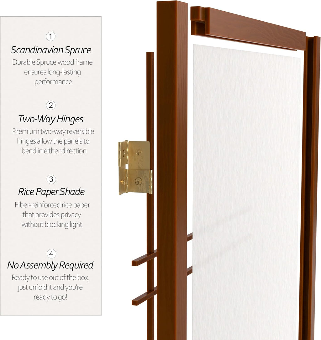 Red Lantern 7 ft. Tall Double Cross Shoji Screen - Walnut - 3 Panels