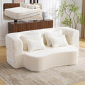 Convertible Folding Sofa Bed, 78' Full Size Loveseat Sleeper Sofa, Chenille Foldable Boneless Floor Couch with 4 Pillows for Guest Living Room Bedroom, No Assembly Required (Beige White)