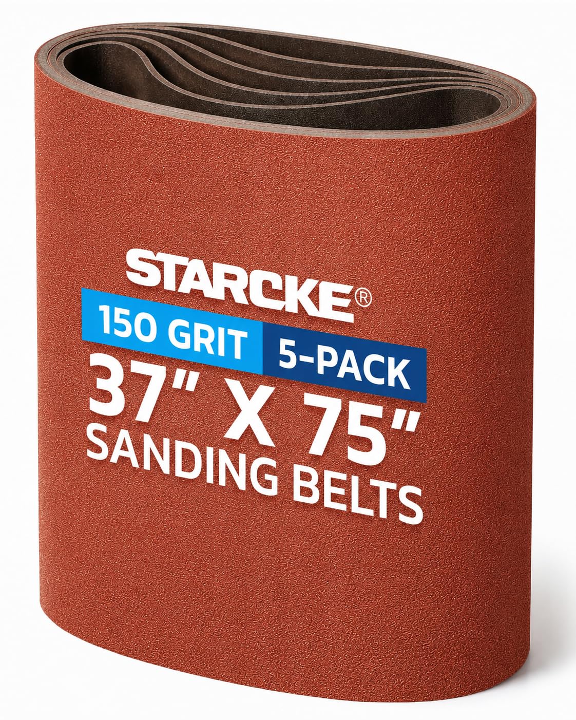37 x 75 Inch Sanding Belts - 150 Grit Aluminum Oxide Belt Sanders for Woodworking and Metal, German Quality Heavy Duty Cloth Belt Sanding with Smooth Running Joint, Wide Sander Belts - 5 Pack