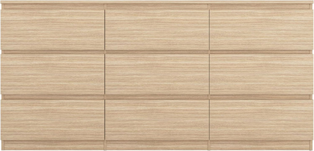 9 Drawer Dresser for Bedroom,Modern Deep Drawer Dresser with No-Handle Design,Storage Wood Chest of Drawer,Storage Organizer Furniture for Closet,Hallway
