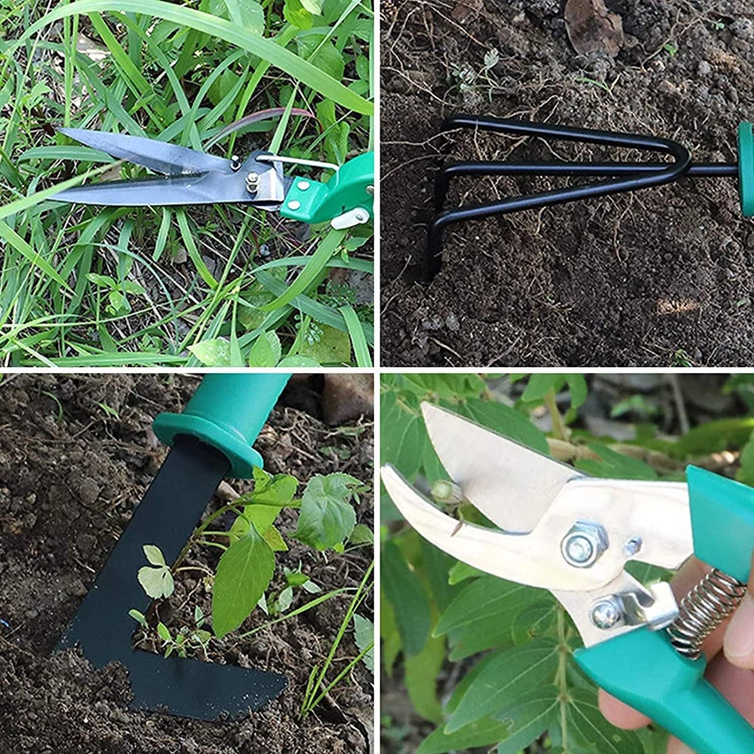 Garden Tools Set, 10 PCS Garden Planting Tools Kit, Outdoor Garden Planting Bonsai Tools with Green Carrying Case & Ergonomic Handle, for Weeding