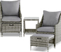 Elle Decor Vallauris Patio Outdoor Furniture Collection, Premium All Weather Wicker, 5 Piece Non-Reclining Set, Gray