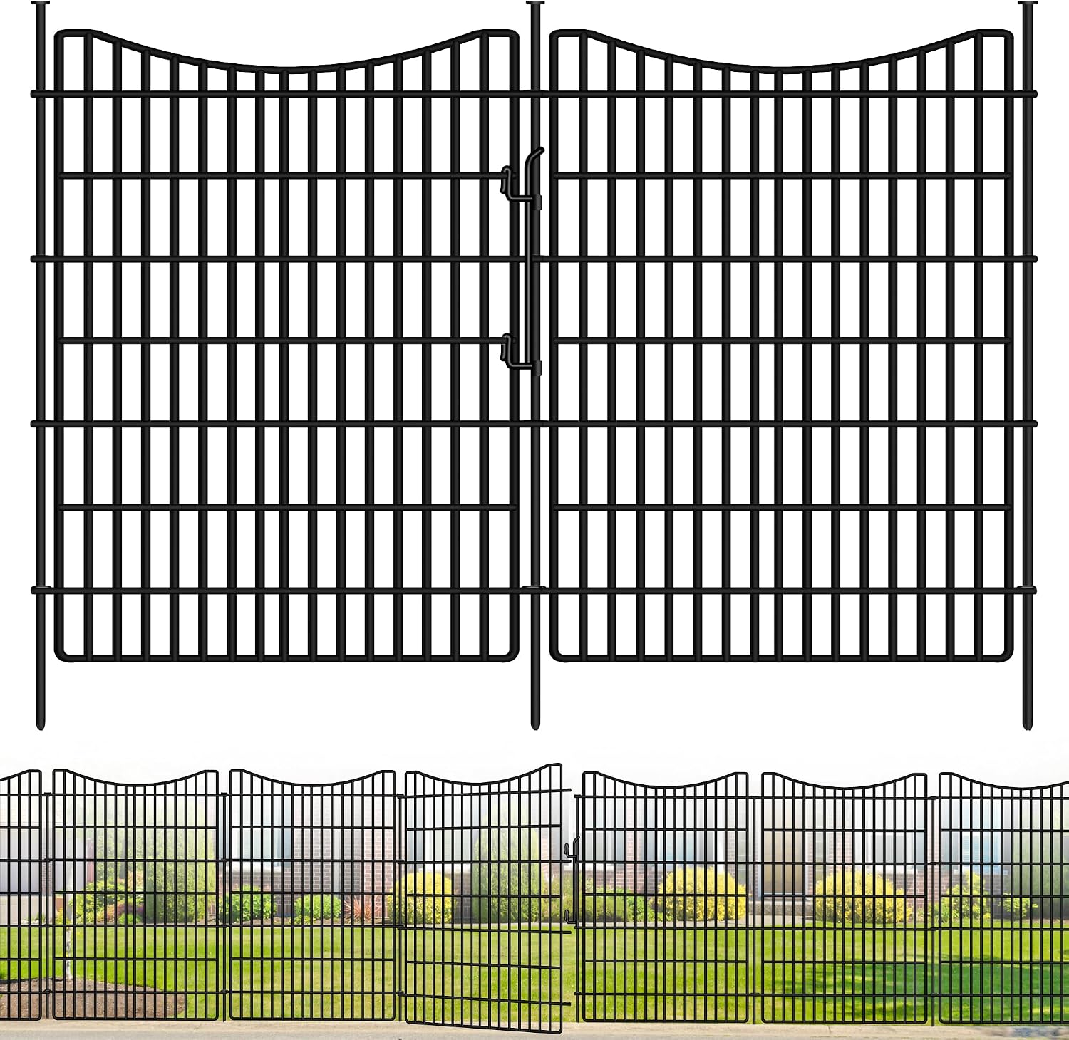 10 Panels Garden Fencing Animal Barrier with Gate, 40 in(H) X 23.6 ft(L) Dog Fence Outdoor for Yard, No Dig Temporary Tall Fence Rustproof Metal Wire Panel Border for Dog, Rabbits, and Patio