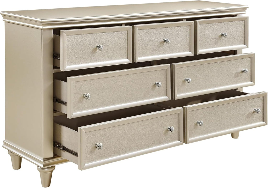 3-Pieces Full Size Panel Bed Set Silver Finish Traditional Bedroom Furniture Romantic Aesthetic
