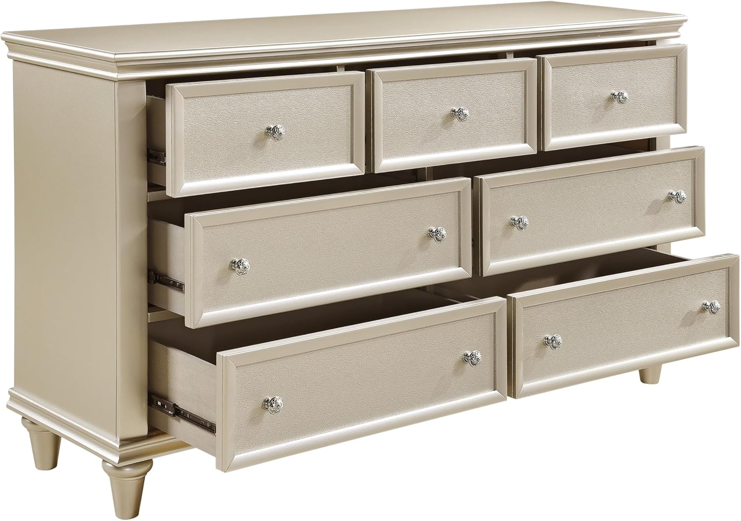 3-Pieces Full Size Panel Bed Set Silver Finish Traditional Bedroom Furniture Romantic Aesthetic