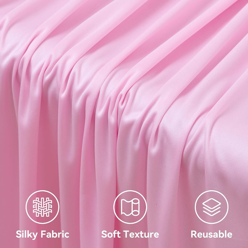50ftx12ft Pink Backdrop Curtains for Parties, Wrinkle Free Polyester Pink Photo Backdrop Drapes 10 Panels 12 ft Long Back Drop Cloth for Wedding Birthday Photography Background Party
