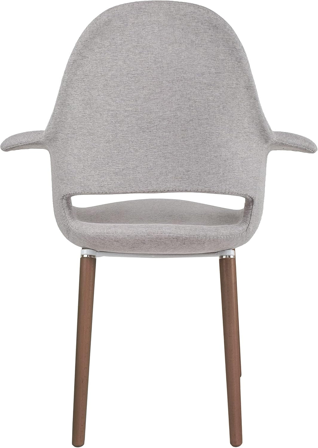 2xhome Mid Century Modern Upholstered Fabric Organic Accent Living Room Dining Chair Armchair Set with Back Armrest Dark Black Wood Wooden Legs for Kitchen Bedroom (2, Beige Gray, Dining)