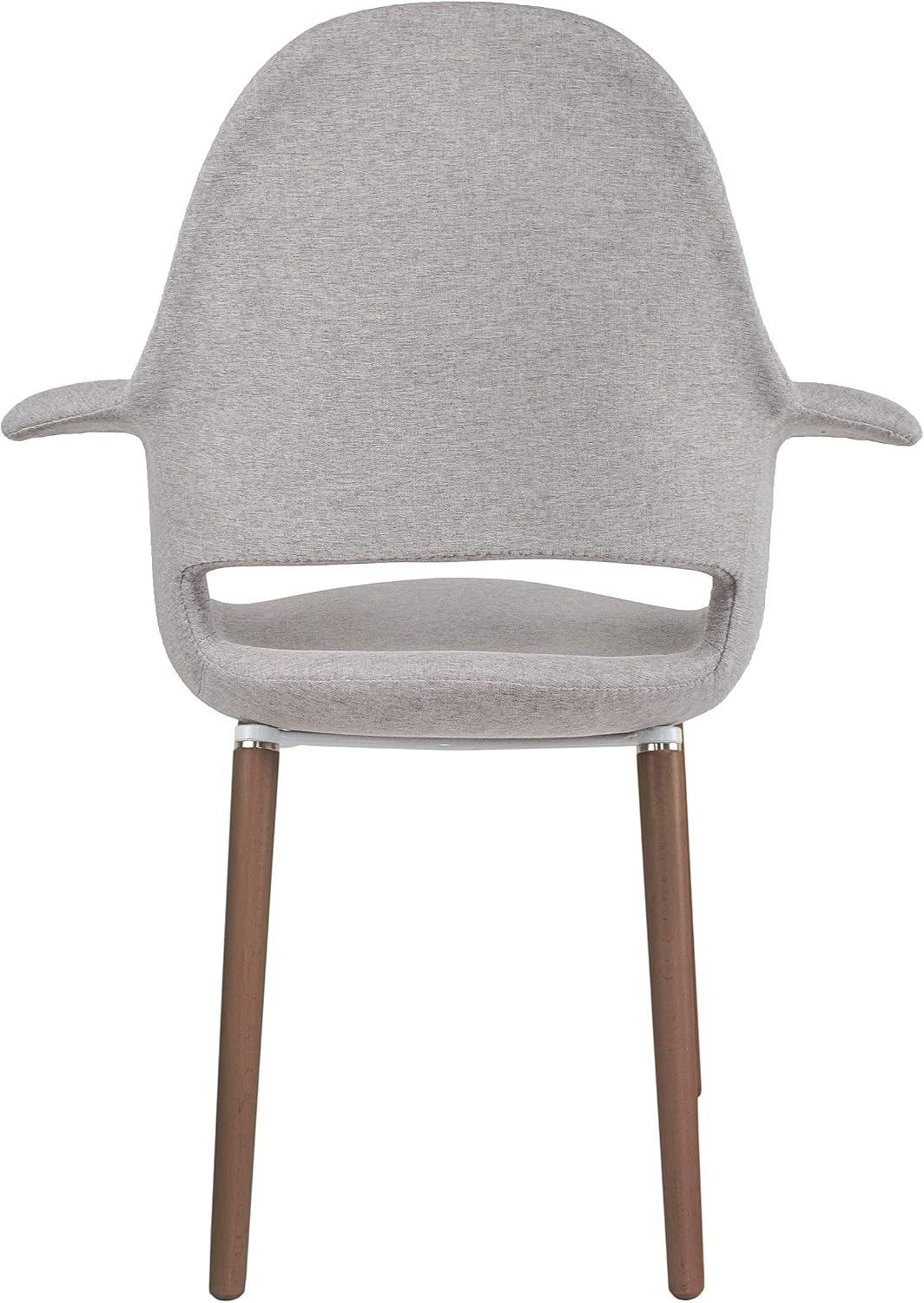 2xhome Mid Century Modern Upholstered Fabric Organic Accent Living Room Dining Chair Armchair Set with Back Armrest Dark Black Wood Wooden Legs for Kitchen Bedroom (2, Beige Gray, Dining)