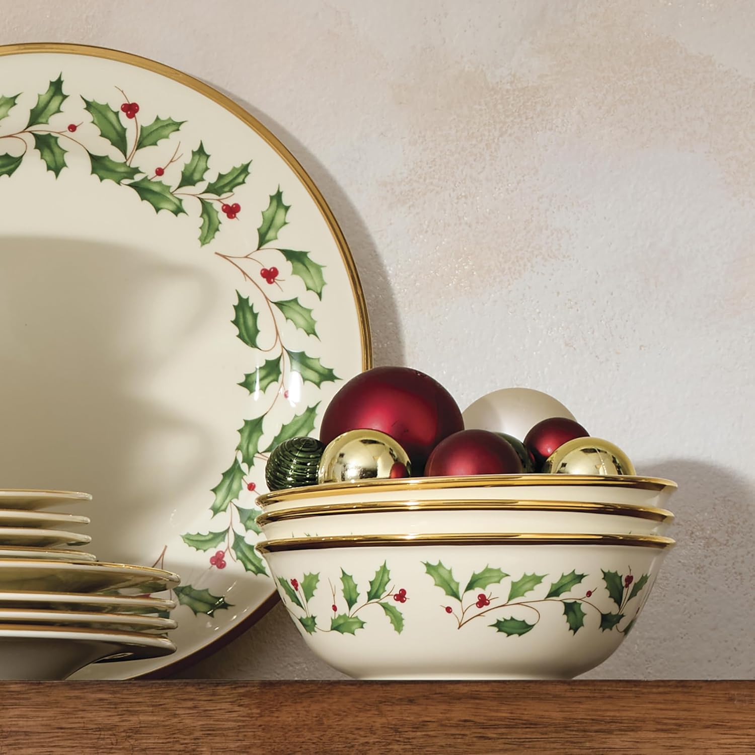 Lenox Dinnerware Set, Holiday 18-Piece Dinnerware Set, Service For 6, Porcelain Material, Dishwasher Safe, Home, Bowls, Dish Sets, Dinner Dishes, Plates And Bowls, Kitchen And Dining(Ivory, 18 Pieces)