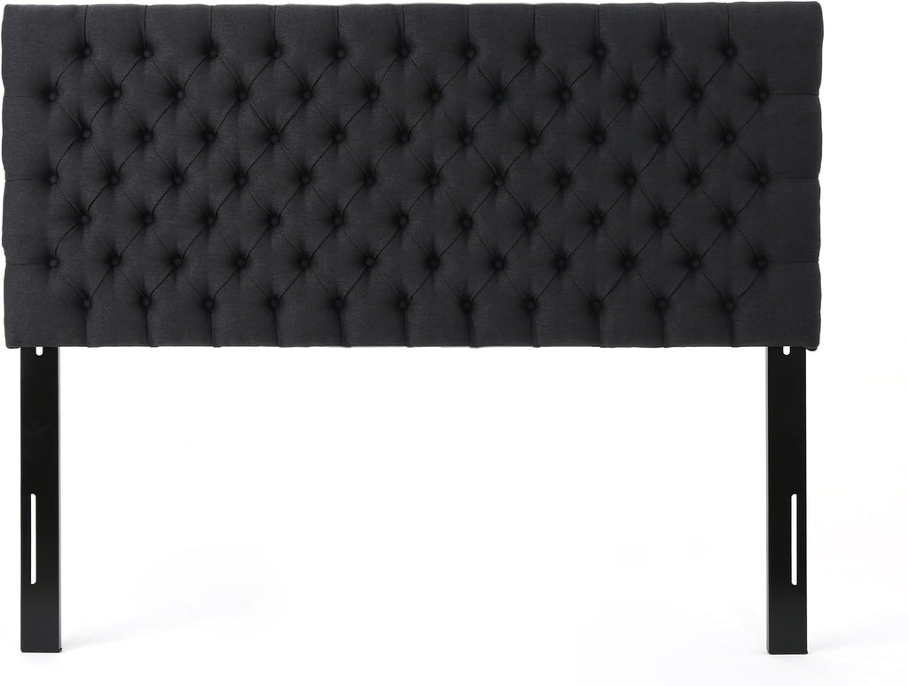 Christopher Knight Home Jezebel Fabric Headboard, Queen / Full, Dark Charcoal / Black Steel