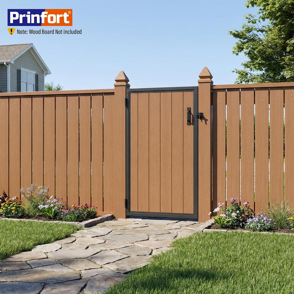 3x5FT (34.8'W X 59'H) Stainless Steel Anti Sag Wooden Fence Gate Kit Heavy Duty Garden Gate Frame Hardware Kit Reinforcement (Left/Right Free-Installation)