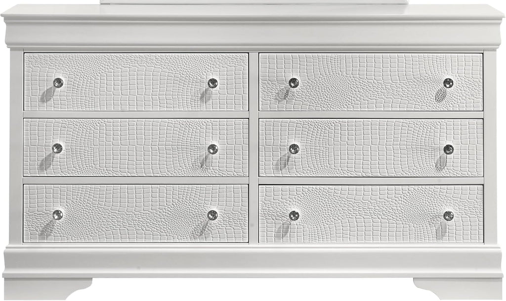 Upholstered Modern Style 5 Pc Full Bedroom Set with LED Headboard Made with Wood in White