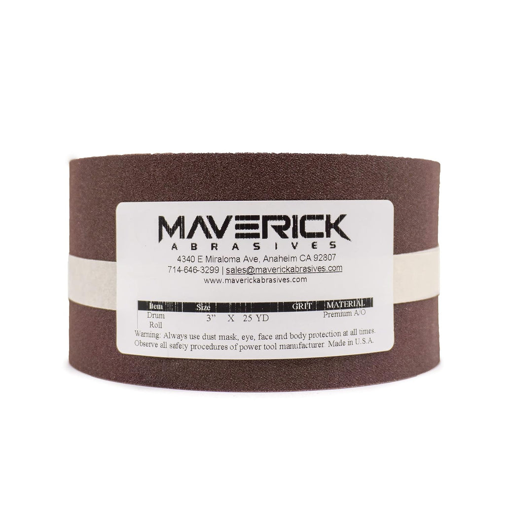 Drum Sander Sandpaper Roll Kit 3' X 25 Yards Premium Aluminum Oxide Cloth Backed (3 Pack) (3 X 180 Grit)