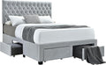 Coaster Home Furnishings - Soledad - Wood - Upholstered Storage Panel Bed with 4 Drawers, Rollers, Tufted Headboard and Modern Classic Style - Bedroom - Eastern King Size - Light Grey - 305878KE