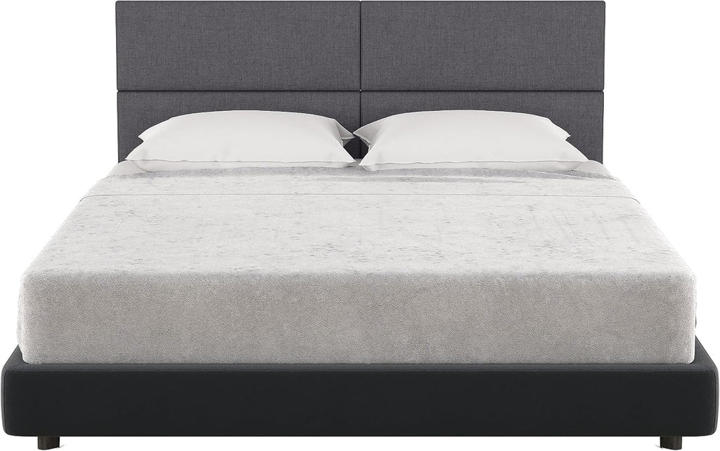Jaxx Panelist Modern Padded Headboard – Set of 4 Wall Mounted Panels (Each 11.25' x 30') - Queen, Charcoal Microvelvet