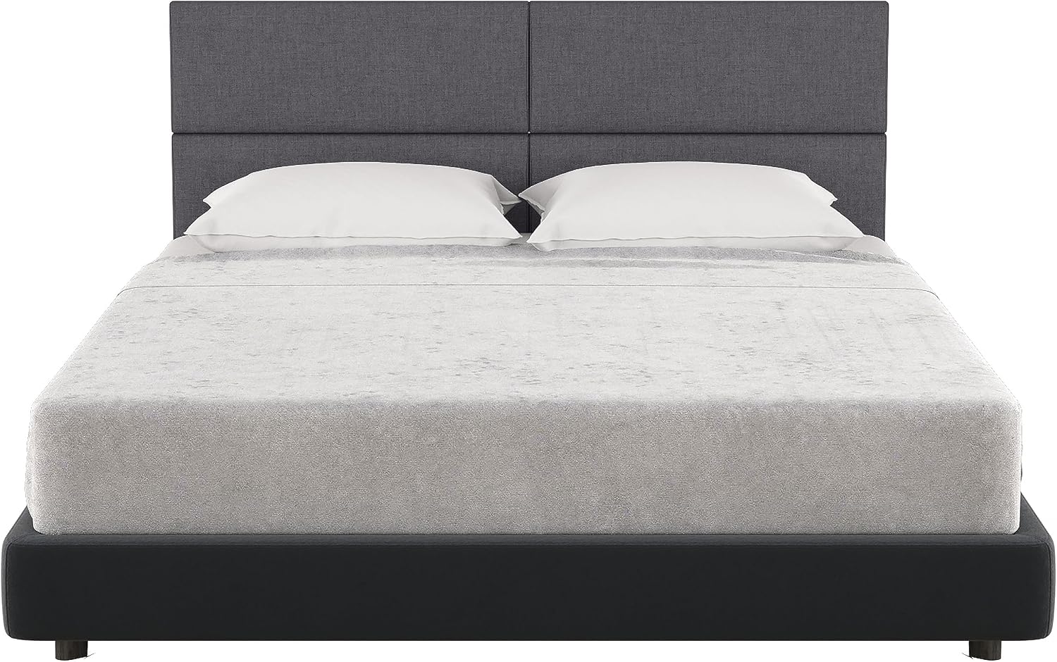 Jaxx Panelist Modern Padded Headboard – Set of 4 Wall Mounted Panels (Each 11.25' x 30') - Queen, Charcoal Microvelvet