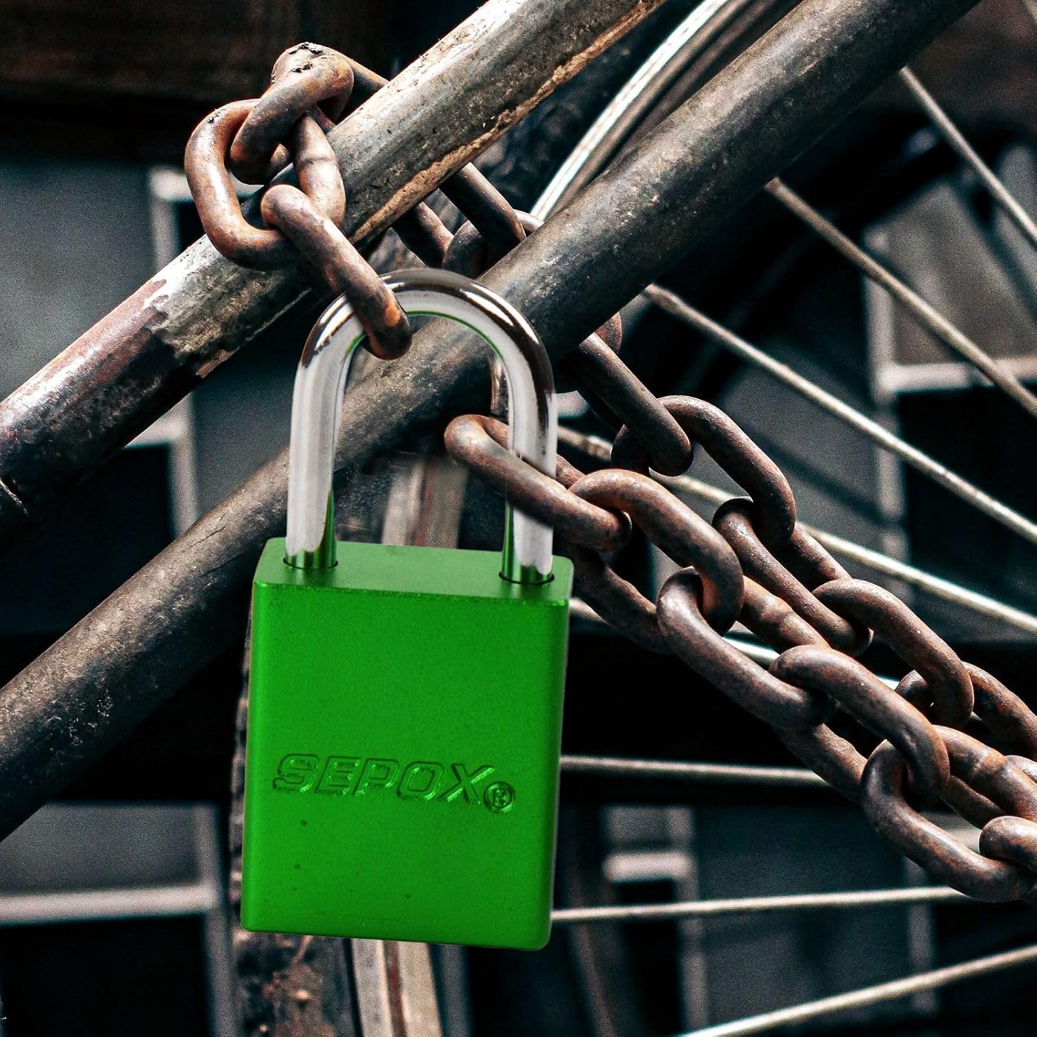 SEPOX® 24-Pack Green Padlocks, Keyed Different | Lightweight spark-proof aluminum, Long Shackle. 72 brass keys. High-security for LOTO, fence, locker, yard & lockout. Green.