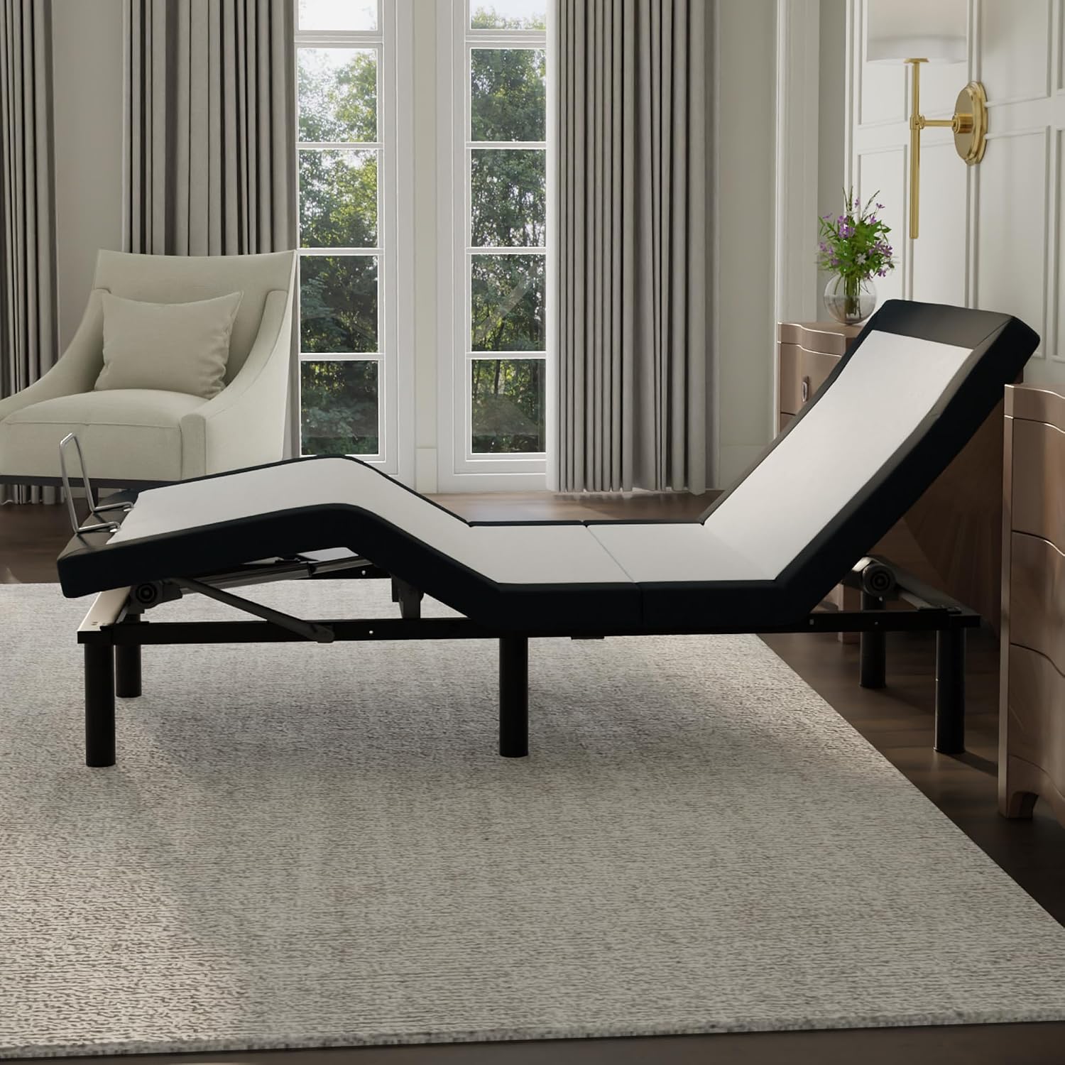 Blissful Nights e4 Twin XL Adjustable Bed Base with Massage, Anti-Snore, Zero Gravity, Dual USB Charging Station, Under Bed Nightlight, Wireless Remote Head and Foot Incline