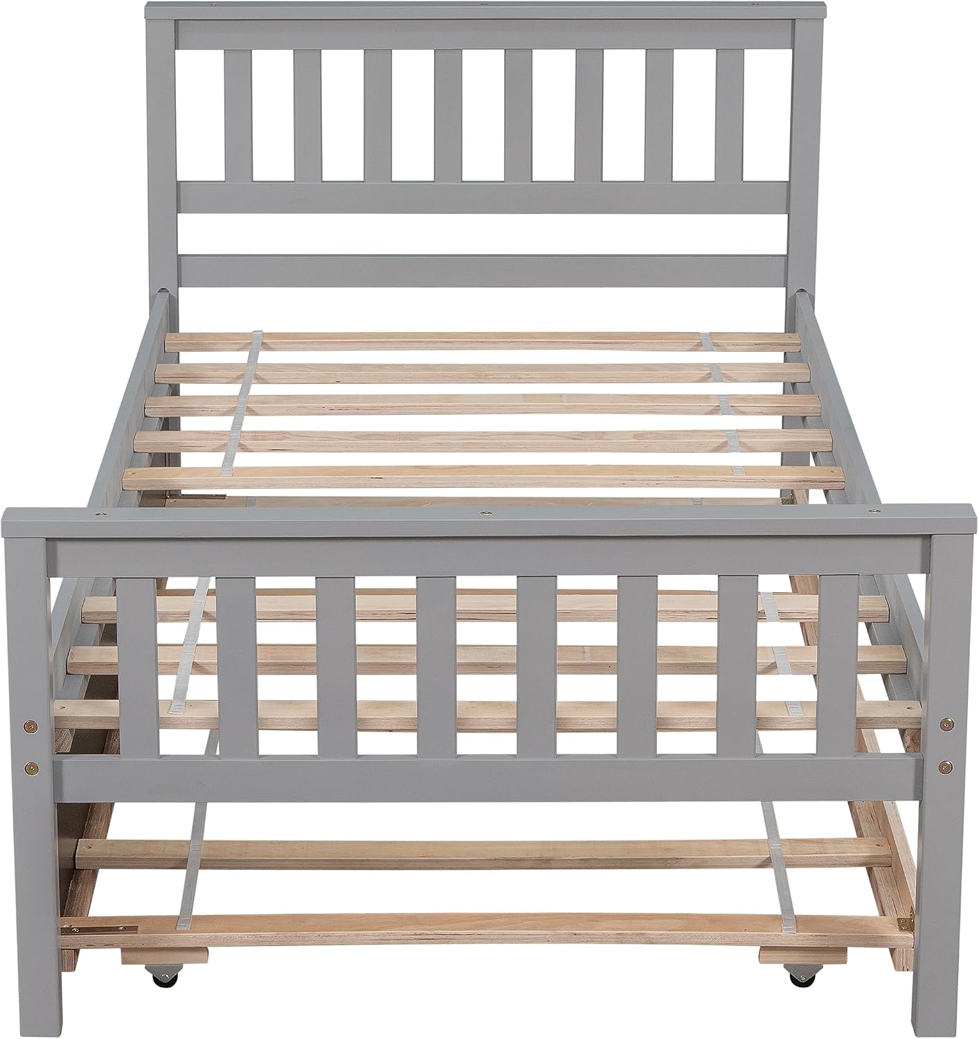 PVWIIK Twin Daybed with Trundle for Kids Bedroom,Wood Platform Bed Frame with Headboard and Footboard for Small Living Space,No Box Spring Needed,Grey