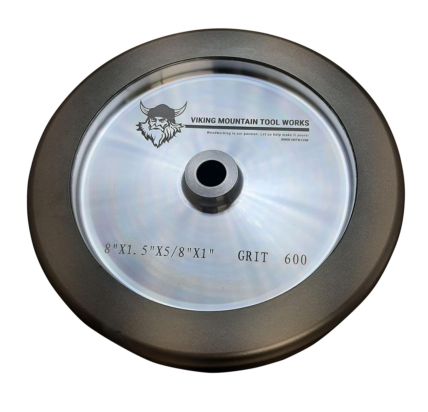 Viking Mountain Tool Works 8X1.5 inch CBN Grinding Wheel 600 Grit, 1.5' Wide, 1' Side Walls, 1/4 Radius Each Side, 5/8' Arbor, For Bench Grinders