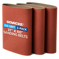 37 x 60 Inch Sanding Belts - 150 Grit Aluminum Oxide Belt Sanders for Woodworking and Metal, German Quality Heavy Duty Cloth Belt Sanding with Smooth Running Joint, Wide Sander Belts - 3 Pack