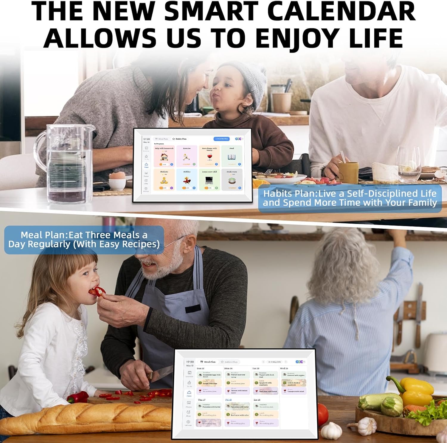 Dpofirs 15.6 Inch Digital Calendar, Wall Planner, Chore Chart, Family Schedules, for Organizing Calendar, Smart Touchscreen Interactive Display, for Home Wall or Desktop (white)