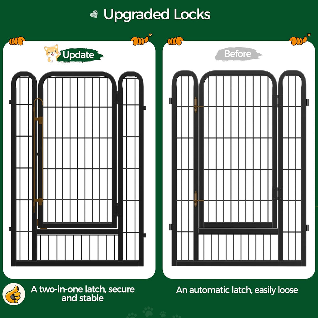 Yaheetech 40in 12-Panel Metal Dog Playpen Fence for Indoor Yard RV Camping | Heavy-duty Rustproof Frame with Secure Latch Door, Tool-free Assembly, Foldable Storage, Ideal for Medium to Large Dog Breeds