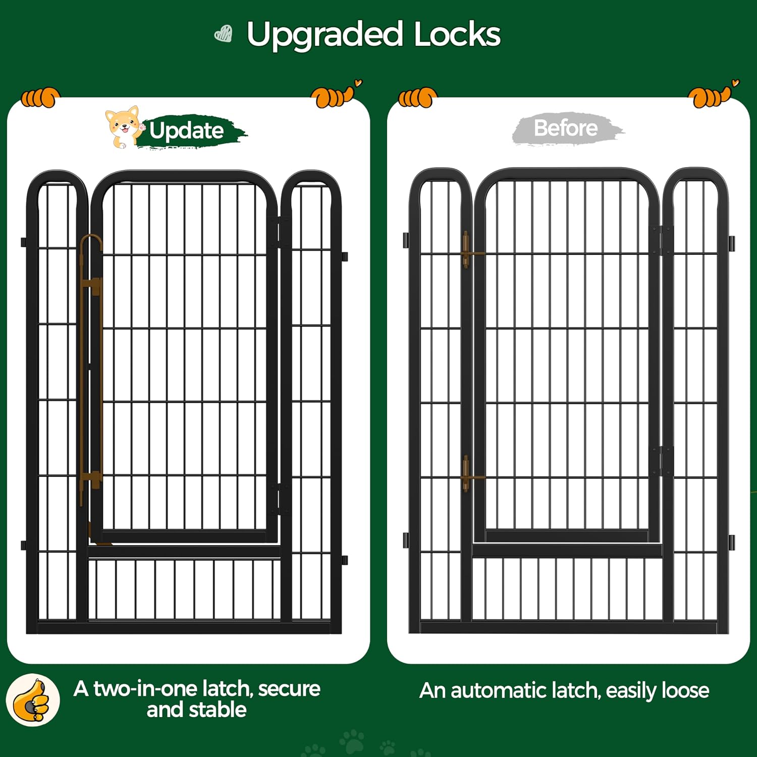 Yaheetech 40in 12-Panel Metal Dog Playpen Fence for Indoor Yard RV Camping | Heavy-duty Rustproof Frame with Secure Latch Door, Tool-free Assembly, Foldable Storage, Ideal for Medium to Large Dog Breeds