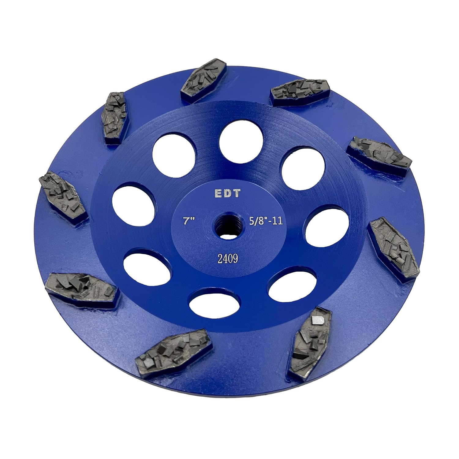 7' PCD Grinding Wheel for Epoxy, Glue, Mastic and Paint, 9 Crushed Chip PCD Segments, 5/8'-11 Threaded Arbor
