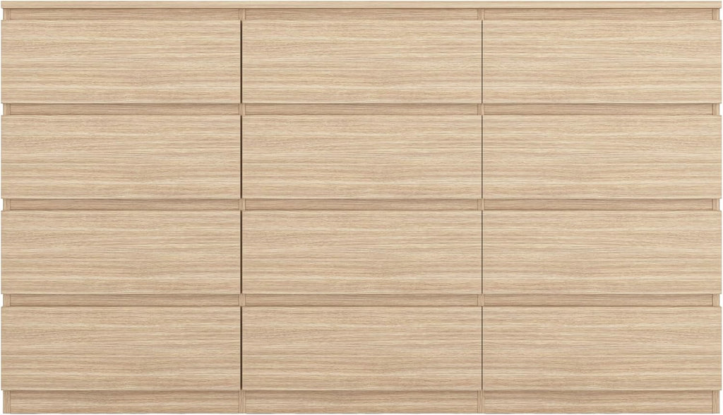 12 Drawer Dresser for Bedroom,Modern Deep Drawer Dresser with No-Handle Design,Storage Wood Chest of Drawer,Storage Organizer Furniture for Closet,Hallway