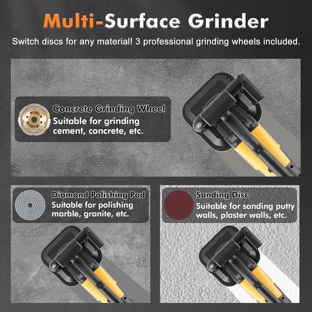 YUCHENGTECH 4-Head Concrete Grinder Set 4' Concrete Surface Grinder Floor Grinder 3800W 0-6000RPM Concrete Surface Planer with Dust Extraction Shroud for Grinding Concrete Cement Marble Granite