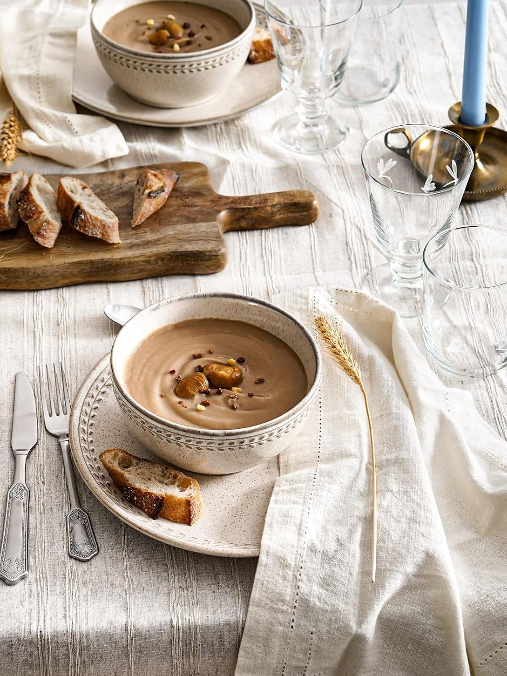 LE TAUCI 24 Piece Dinnerware Sets for 8, Large Plates and Bowls Sets, Ceramic Dishes Set for 8, Modern Stoneware Tableware, Chip Resistant, Ideal for Hosting, Reactive Beige (8'&10' Plate, 27oz Bowl)