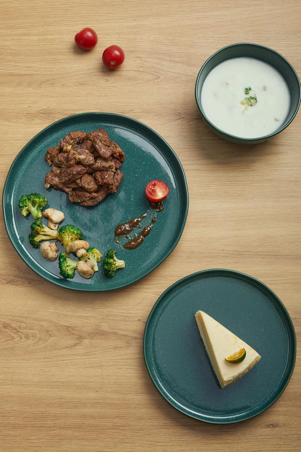 FOBENTA 18-Piece Moss Green Plates and Bowls Set,Nature-Inspired Ceramic Dinnerware Sets for 6 – Dish Set for Slow Living & Gentle Rituals